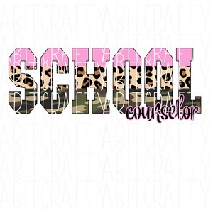 Schooladviseur/Camo/Leopard/terug naar school/leraar/PNG/sublimatie/digitaal downloaden, cricut, silhouet, afdrukken en vervolgens knippen, DTG