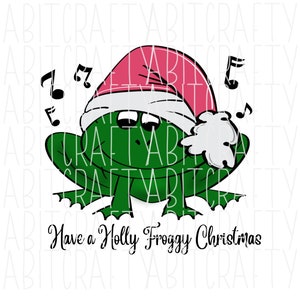 Holly Froggy Christmas svg, png, sublimación, descarga digital, cricut, silueta - dibujado a mano
