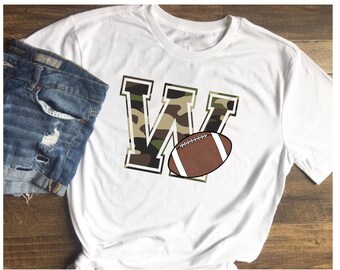 Camo Letter W Football Mascot png/sublimation/digital download