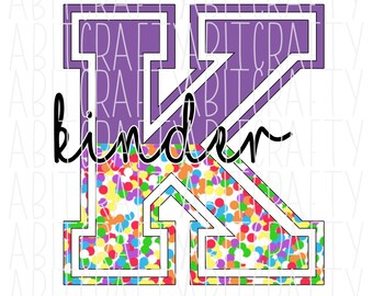 Kinder/Kindergarten Polka Dot/Back to School PNG sublimation, digital download