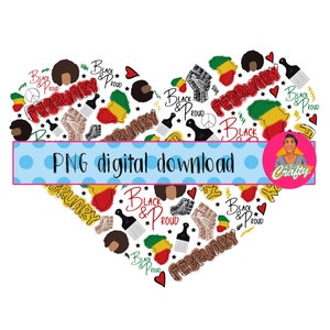 Black and Proud/Black History Month Heart/Pride/png, sublimation, digital download, DTG, Print then cut