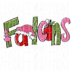 Falcons/Santa/Christmas Sublimation/Ho Ho Ho/Merry/PNG/Sublimation Digital Download/Print then Cut/DTG - Hand Drawn