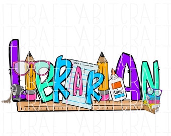 Librarian/Media Specialist/Stacked Books/Glasses/Nerd png, sublimation, digital download- hand drawn, DTG, Print then Cut