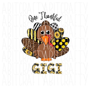 One Thankful Gigi png, sublimation, digital download