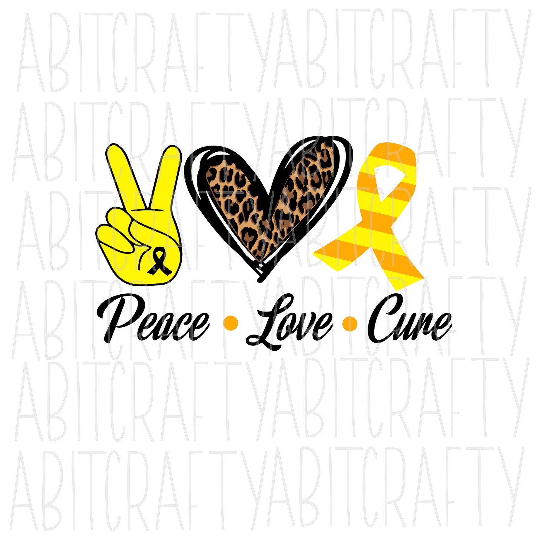 Download Peace Love Cure Yellow/Gold svg png sublimation digital | Etsy
