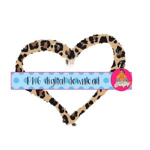 Leopard Heart PNG, doodle heart, Valentine’s Day sublimation, digital download, cricut, silhouette