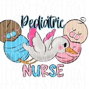 Enfermera pediátrica/Sublimación de enfermera PNG/Hospital/Partera/Sublimación de enfermera de bebé, Descarga digital, cricut, DTG/Imprimir y luego cortar