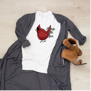 Always With You Cardinal Bird Print Casual T Shirt
