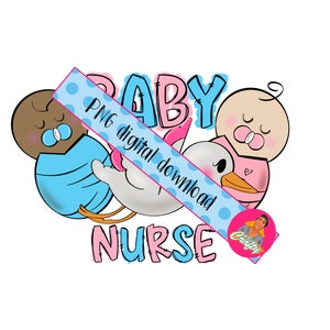 Ginecología/Enfermera pediátrica/Sublimación de enfermera PNG/Hospital/Partera/Sublimación de enfermera de bebé, Descarga digital, cricut, DTG/Imprimir y luego cortar
