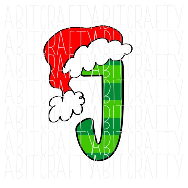 Letter J/Mascot/Team/Initial/Christmas/Monogram/Xmas/Santa Hat svg/ png, sublimation, digital download, cricut, sublimation - hand drawn