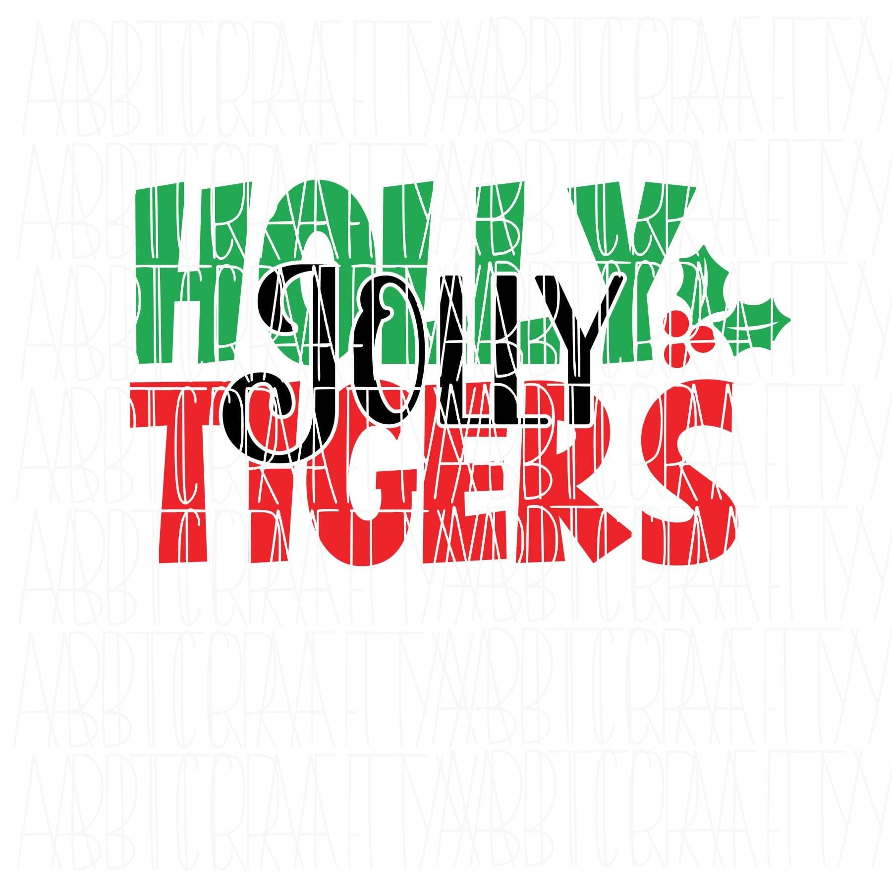 Holly Jolly Tigers Natale/Tigri/Mascotte/Albero di Natale/ornamento SVG/PNG/Download digitale a sublimazione