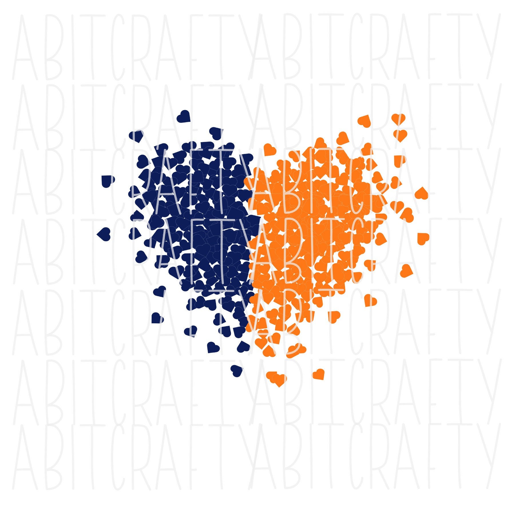 Orange/Blue Heart png, sublimation, digital download
