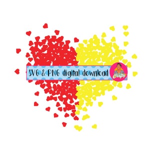 Rotes und gelbes Herz svg, png, Sublimation, digitaler Download - komplizierte Schnittlinien auf svg-design
