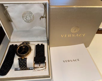 VERSACE Women's Micro Vanitas Quartz Watch with Interchangeable Leather Band