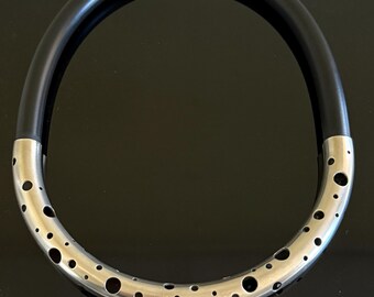 Vintage SHELLIE BENDER Wearable Sculpture Sterling and Black Rubber Choker
