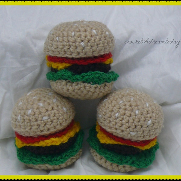 crochet burger cat toy