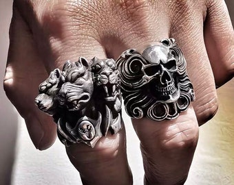 Anillo de Cerbero - Cerbero, Señor del Inframundo - Perro Guardián del Inframundo - Anillo de Lealtad - Perro de Plata - Perro de Tres Cabezas -