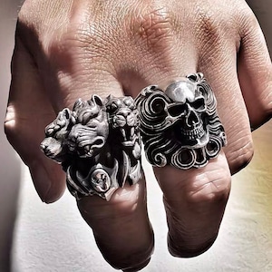 Cerberus Ring - Cerberus Lord Of Underworld - Netherworld Guard Dog - Loyalty Ring - Silver Dog - Three Heads Dog -