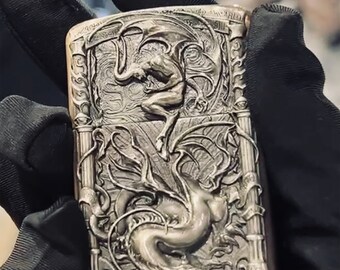Lucifer Brass Lighter: Angel and Dragon Design/ Exclusive + High-end  Handcrafted Lighter Shell