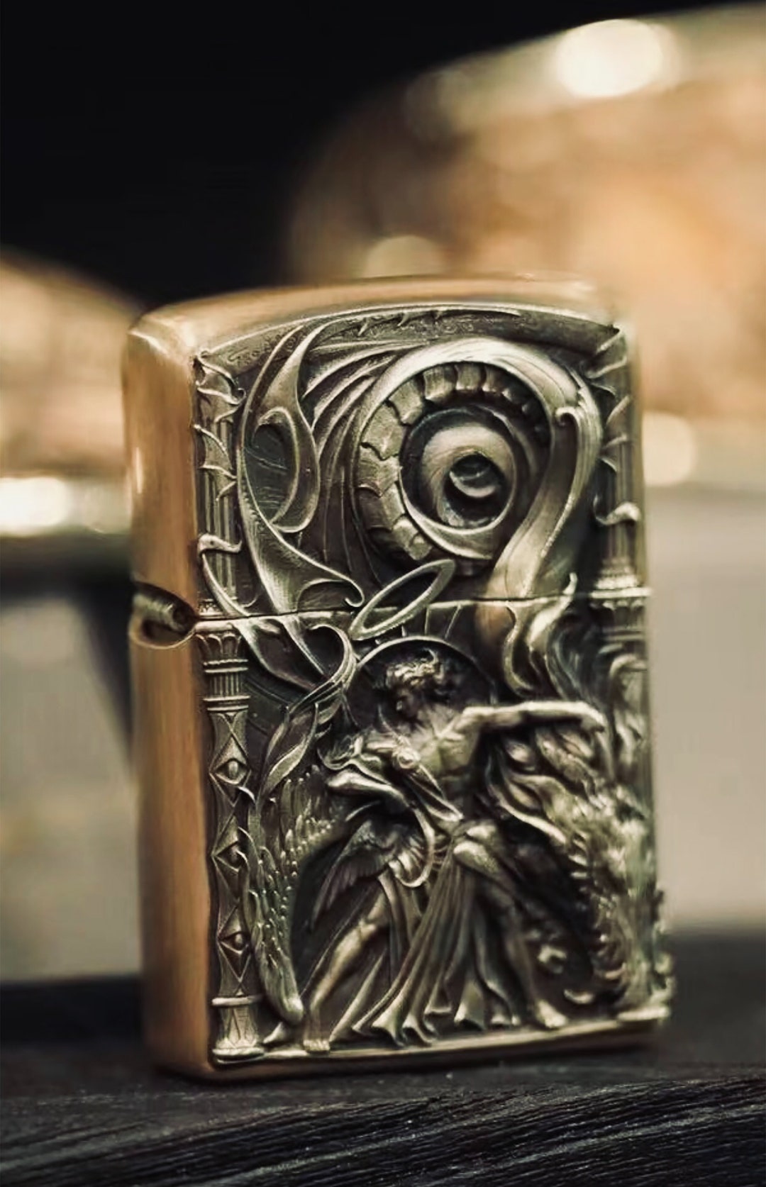 Lucifer Brass Lighter: Angel and Dragon Design - Etsy