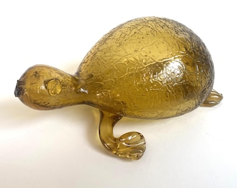 Vintage Handblown Glass Sea Turtle Tortoise Figurine