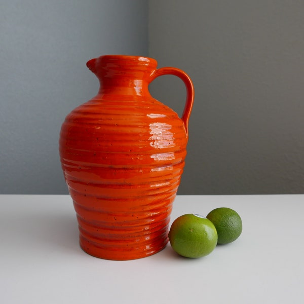 Vintage Rosenthal Netter Bitossi Ceramic Orange Jug Vase Pitcher