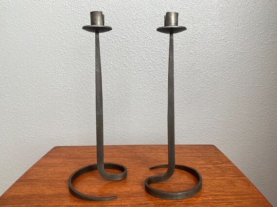 Pr. Vintage Lance Cloutier Wrought Iron Candlesticks Candle - Etsy