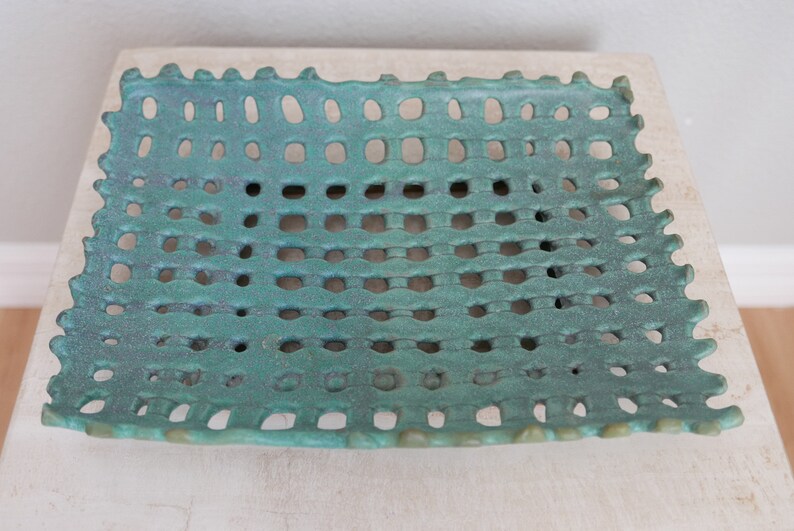 Studio Pottery Ceramic Lattice Centerpiece Catchall Bowl Signed