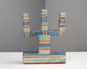 Vintage Southwestern Style Ceramic Candelabra by Sara Post 80s Design