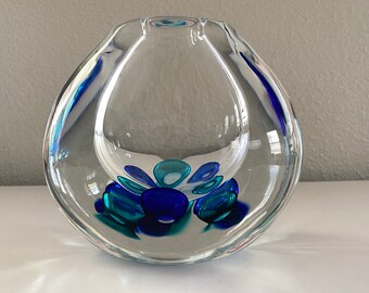 Mid Century Modern Art Glass Vase signed 6 1/2 lbs