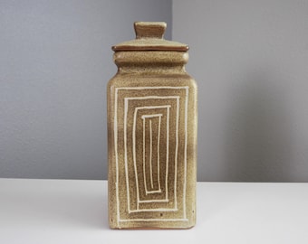 Harding Black Large Pottery Jar 1953 - Mid Century Modern Ceramic Canister - Vintage Texas Art Pottery