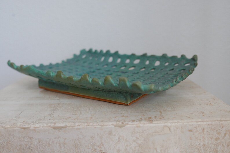 Studio Pottery Ceramic Lattice Centerpiece Catchall Bowl Signed
