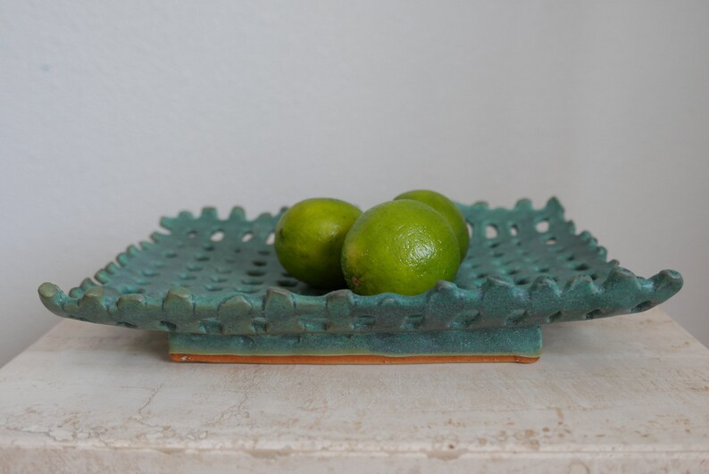 Studio Pottery Ceramic Lattice Centerpiece Catchall Bowl Signed