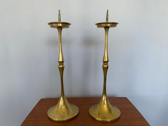 Antique Brass Pricket Candlesticks Candle Holders 16 