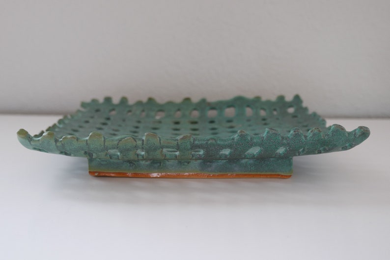 Studio Pottery Ceramic Lattice Centerpiece Catchall Bowl Signed
