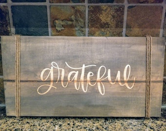 Grateful Wood Sign | Rustic Wood Sign | Stained Wood Sign | Home Decor | Grateful Sign | Wedding Gift | New baby Gift | Housewarming Gift