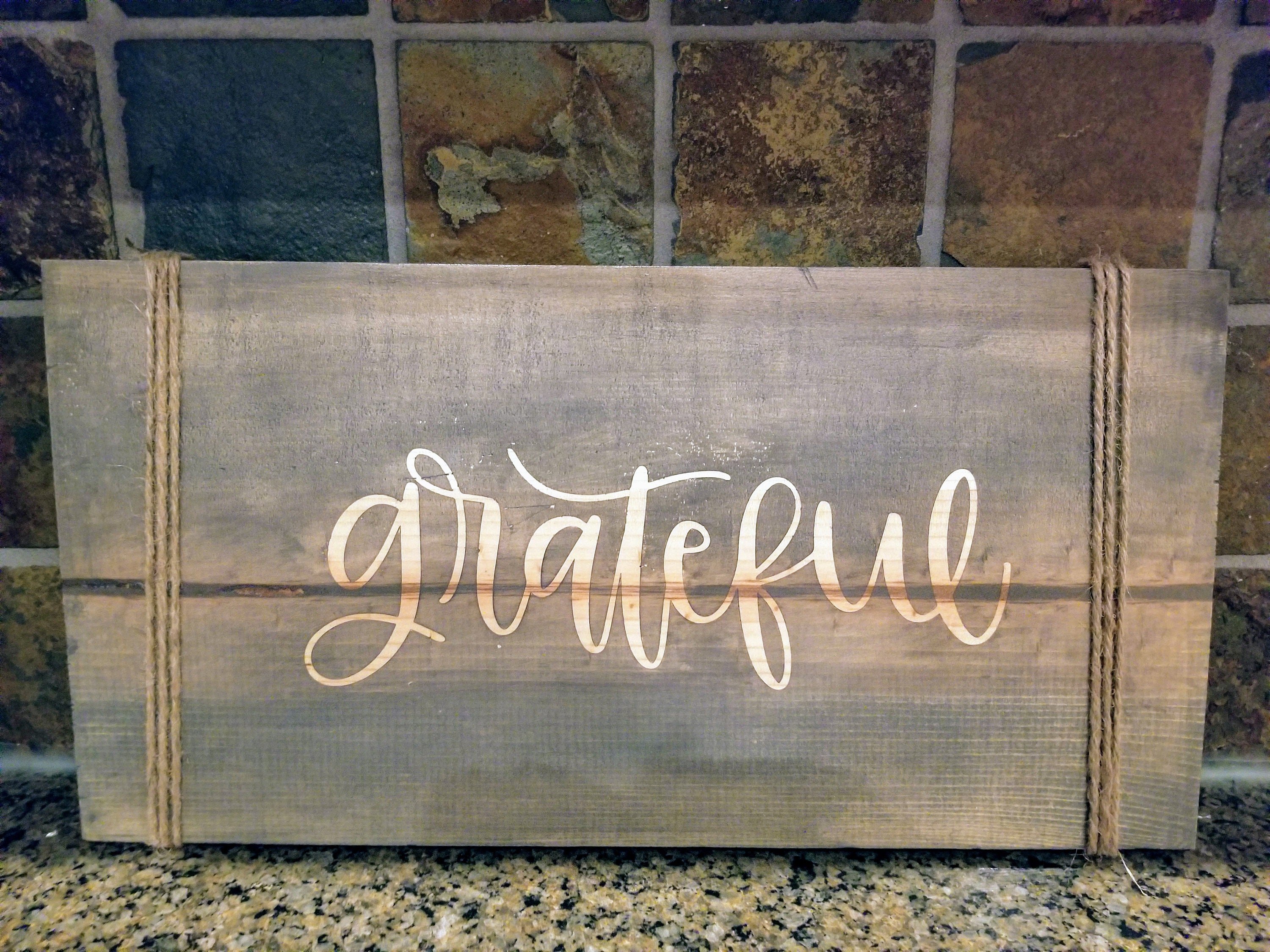 Grateful Wood Sign Rustic Wood Sign Stained Wood Sign Home Decor