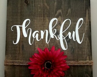 Thankful Wood Sign | Pallet Wood Sign | Stained Wood Sign | Home Decor | Thankful Sign | Wedding Gift | New baby Gift | Housewarming Gift