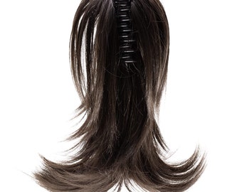 12 Inch Claw Messy Ponytail Hair Extension Synthetic Hair-Piece with Jaw Claw (4# Dark Brown)