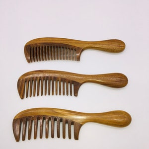 Personalized Handmade Green Sandalwood  Hair Comb, Anti-Static Hair Detangler Wooden Comb( Fine Tooth, Wide Tooth & Extra Wide Tooth Set )