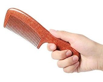 Handmade 100% Natural  Anti-Static  Hair Detangler Red Sandalwood Fine Tooth Wooden Comb
