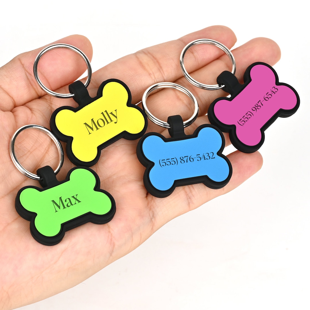 Silicone Dog Tag, Personalized Dog Tag, Custom Silent Dog Tag, Bone