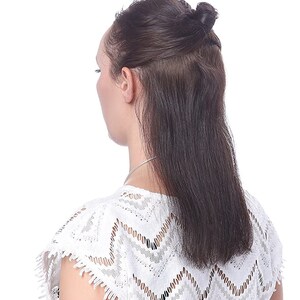 24 Straight Full Head Clip in Synthetic Hair Extensions 7pcs 140g 1001White image 4