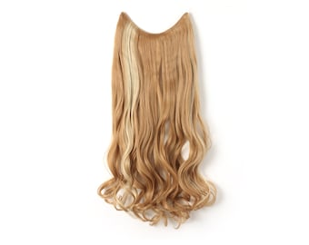 20" Curly Synthetic Hair extensions-Transparent wire/No clips (27H613)
