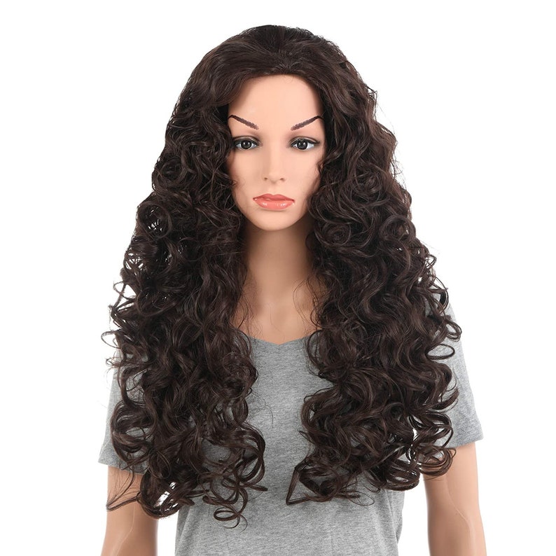Long Hair Curly Wavy Full Head Halloween Wigs Cosplay Costume Party Hairpiece Chestnut Brown Chestnut Brown
