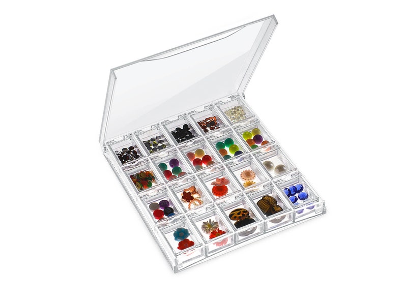 Clear Transpa Bead Accessory Storage Organizer With 20 Small Plastic Bo Container