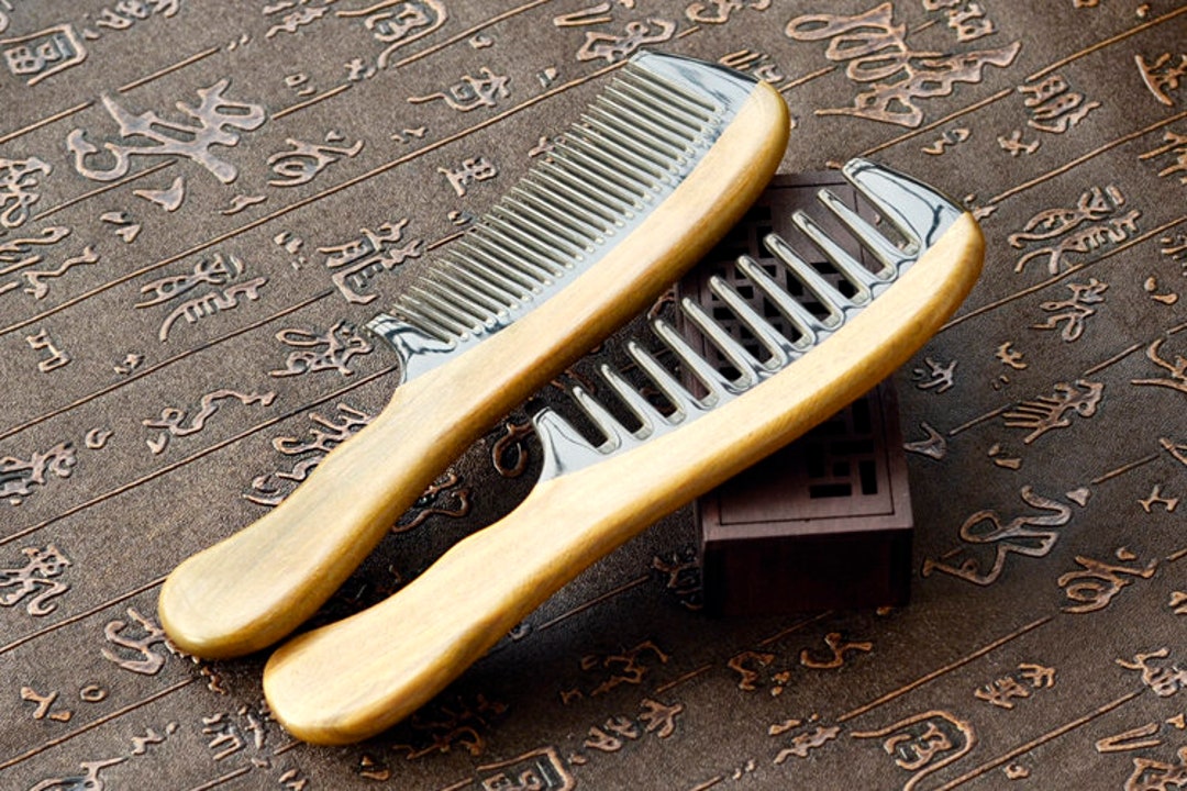 Peigne à cheveux - Peigne démêlant en bois à dents larges pour cheveux  bouclés - Pas de peigne statique en corne de bois de santal pour M