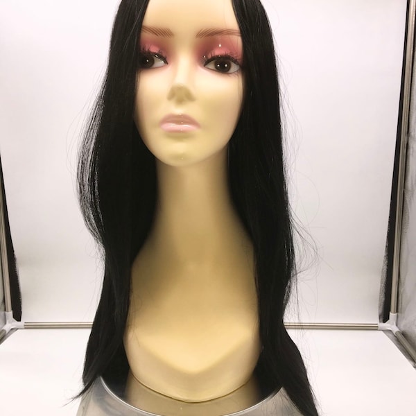31 Inches Long Straight Synthetic Hair Women Full Head Cosplay Wig with Wig Cap(Off Black)