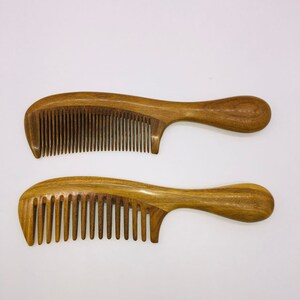 Green Sandalwood Anti-Static Wooden  Wide Tooth Hair Combs, Custom Wooden Comb