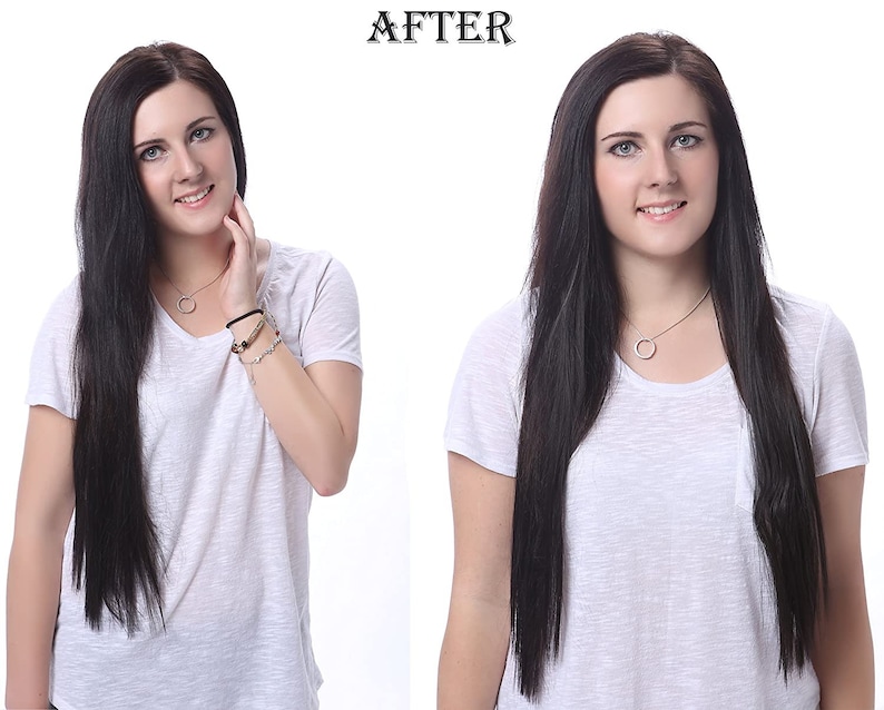 24 Straight Full Head Clip in Synthetic Hair Extensions 7pcs 140g 1001White image 5